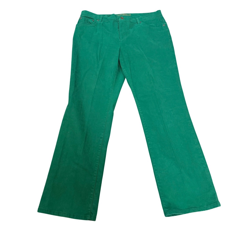 Lauren Jeans Co Straight Leg Pants Women Coastal 16 Green Summer Stretch Classic